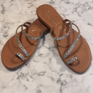 Silver jeweled sandals